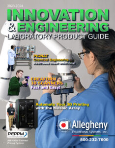 Allegheny educational Systems Innovation & Engineering Laboratory Product Guide Cover - Woman adjusting arm of a cobot